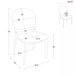 Confezione da 6 sedie impilabili alluminio con braccioli in teak nero -  Portals - Kerama