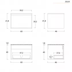 Mobile bagno sospeso 120 cm bianco e rovere europeo con lavabo integrato e  specchio - Julia