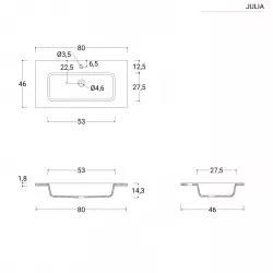 Mobile bagno sospeso 120 cm bianco e rovere europeo con lavabo integrato e  specchio - Julia