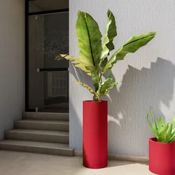 Portavaso da esterno 90 h cm in polietilene rosso fragola - Contesly