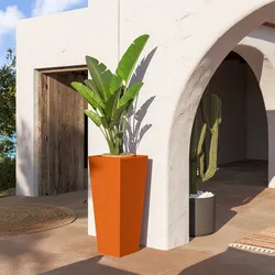 Portavaso da esterno liscio 90 h cm in polietilene arancione - Allicy