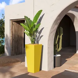 Portavaso da esterno liscio 90 h cm in polietilene giallo - Allicy