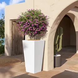 Portavaso da esterno liscio 105 h cm in polietilene bianco - Allicy