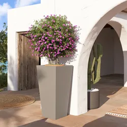 Portavaso da esterno liscio 105 h cm in polietilene tortora - Allicy