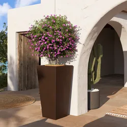 Portavaso da esterno liscio 105 h cm in polietilene marrone - Allicy