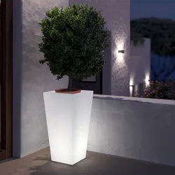 Portavaso da esterno rustico 66 h cm in polietilene neutro con kit luce - Allicy