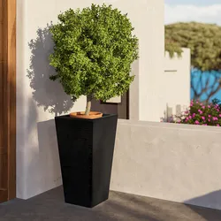 Portavaso da esterno rustico 66 h cm in polietilene grafite - Allicy