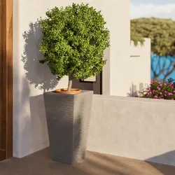 Portavaso da esterno rustico 66 h cm in polietilene tortora - Allicy