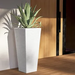 Portavaso da esterno rustico 90 h cm in polietilene bianco - Allicy