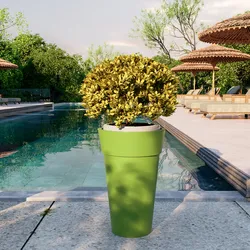 Portavaso da esterno rotondo 29 cm in polietilene verde kiwi - Livery