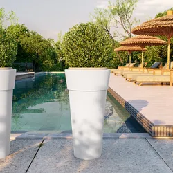 Portavaso da esterno rotondo 36 cm in polietilene bianco - Livery