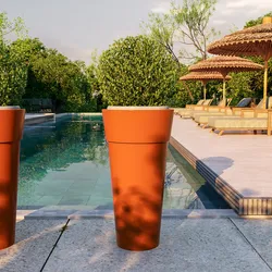 Portavaso da esterno rotondo 36 cm in polietilene arancione - Livery