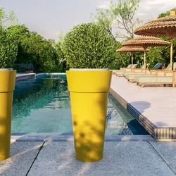 Portavaso da esterno rotondo 36 cm in polietilene giallo - Livery