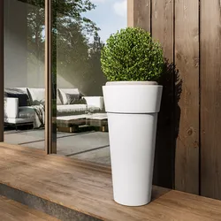 Portavaso da esterno rotondo 48 cm in polietilene bianco - Livery