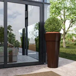 Portavaso da esterno rotondo 70 cm in polietilene bronzo - Livery