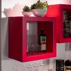 Cubo espositore 45x29 cm in polietilene rosso fragola