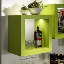 Cubo espositore 45x29 cm in polietilene verde kiwi con kit luce