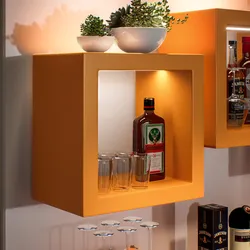 Cubo espositore 45x29 cm in polietilene ocra con kit luce