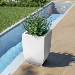 Vaso da esterno liscio 29x29 cm tutta capienza in polietilene bianco - Ludovico