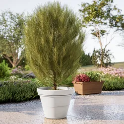 Vaso liscio rotondo 50 cm in polietilene bianco - Bodeja