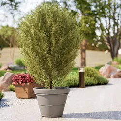 Vaso liscio rotondo 55 cm in polietilene tortora - Bodeja