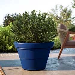 Vaso liscio rotondo 65 cm in polietilene blu - Bodeja