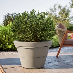 Vaso liscio rotondo 65 cm in polietilene tortora - Bodeja