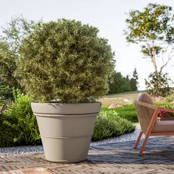 Vaso liscio rotondo 85 cm in polietilene tortora - Bodeja