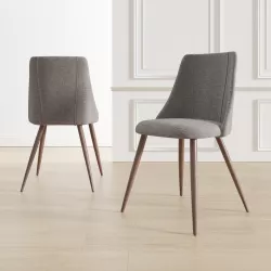 Set 2 sedie in tessuto grigio con gambe in metallo effetto legno - Iupak