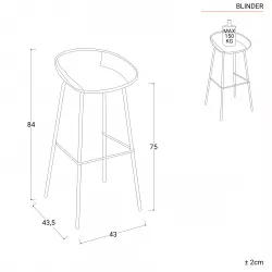 Sgabello con seduta e gambe nere - Blinder