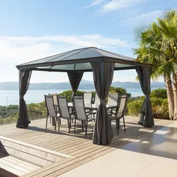 Gazebo 3,6x3 m con tende laterali richiudibili grafite - Shine