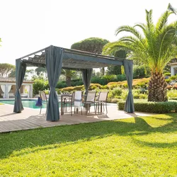 Gazebo 3x4 m in alluminio con telo in poliestere grigio - Cefalù