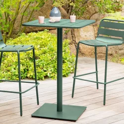 Tavolo alto da giardino 65x65 cm in acciaio verde oliva - Barrito