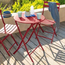Tavolo da giardino pieghevole rotondo 60 cm in acciaio rosso melograno - Atelier