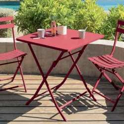 Tavolo da giardino pieghevole 70x70 cm in acciaio rosso melograno - Atelier