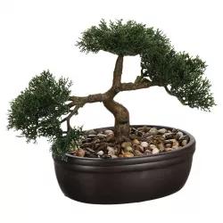 Pianta artificiale di bonsai 29h cm con vaso in ceramica nero