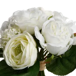 Bouquet di rose artificiali 32h cm bianco