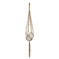 Vaso sospeso 74h cm in ceramica bianco e juta naturale
