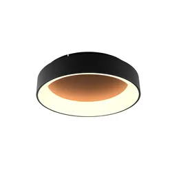 Plafoniera 60 cm in alluminio nero goffrato