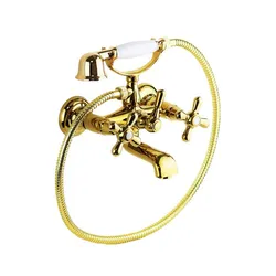 Miscelatore vasca in ottone finitura oro con doccetta - Vittoria