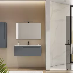 Mobile bagno sospeso 100 cm color carta da zucchero con specchio - Agave