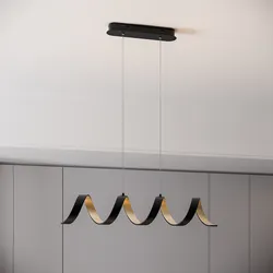 Lampada da soffitto a luce naturale 80 cm in alluminio nero goffrato e interno oro