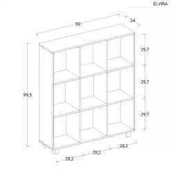 Libreria 90x99,5 h cm bianco effetto legno - Elvira