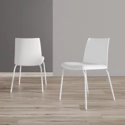 Set 2 sedie in polipropilene con seduta in similpelle bianca - Drusilla