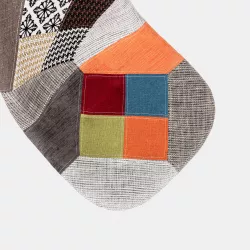 Sedia in tessuto patchwork multicolor misto con gambe in legno di faggio -  Copenaghen