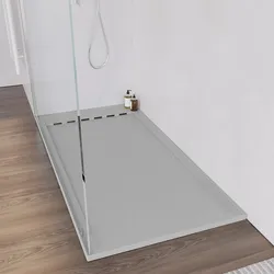 Piatto doccia 160x90 cm grigio in mineralmarmo effetto pietra riducibile - Wise