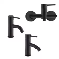 Set miscelatori lavabo + bidet + esterno doccia nero opaco Gun di Jacuzzi - Rubinetteria