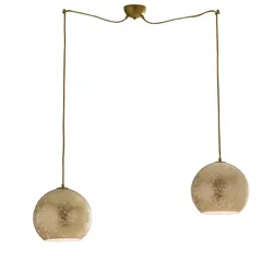 Lampada a sospensione con cavo regolabile 120 cm in vetro con foglia oro
