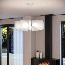 Lampada a sospensione 63 cm in vetro curvo bianco