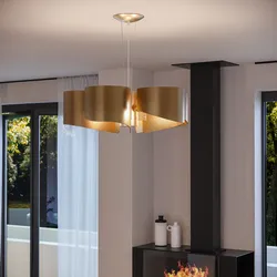 Lampada a sospensione 63 cm in vetro curvo oro